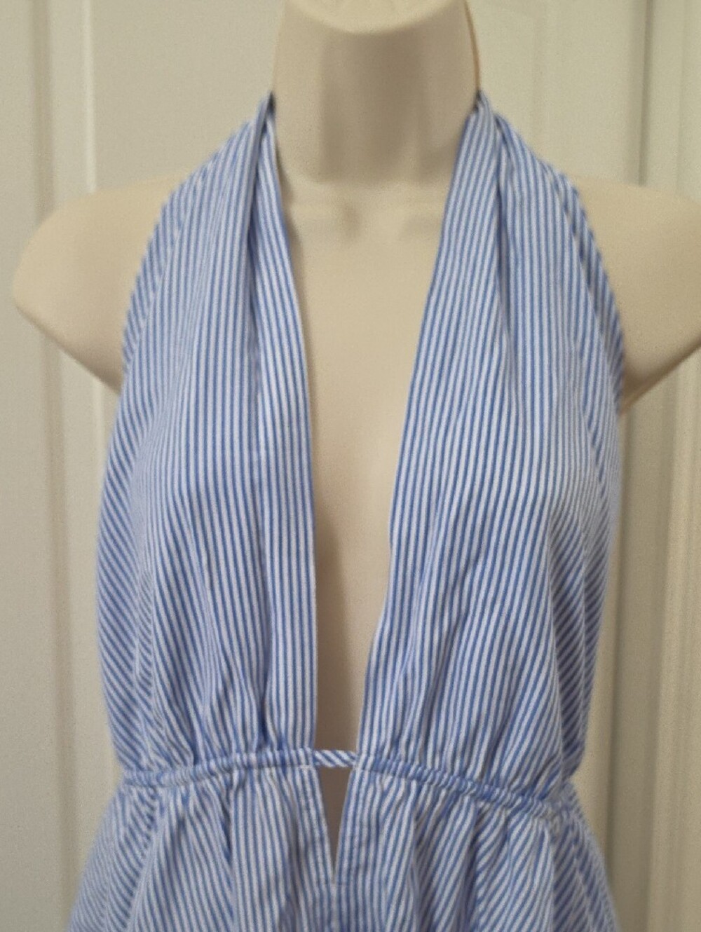 Cupshe | Beachside Dream Striped Mini Dress Blue/White Size L - Picture 4 of 13